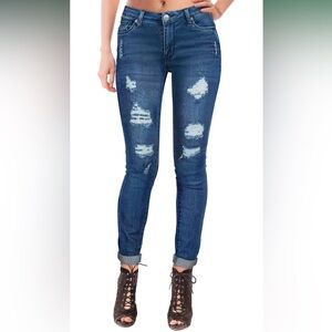 Hybrid & Company Women's Butt Lift Super Comfy Stretch Ripped Skinny Jeans Sz 16